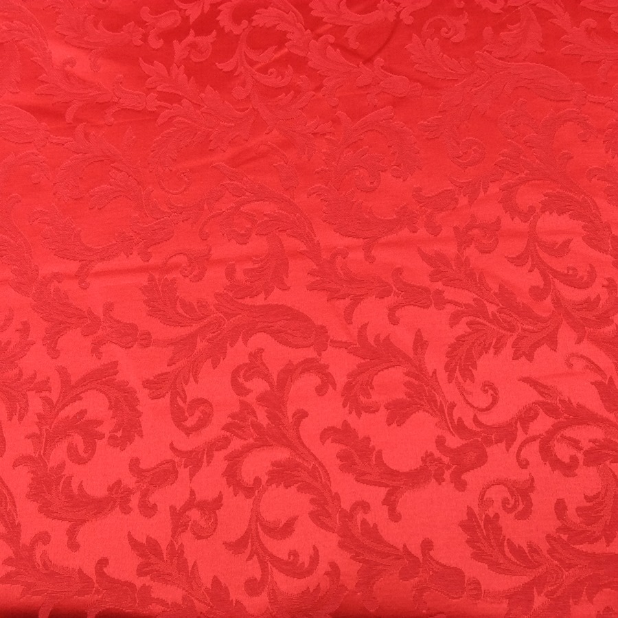 335 cm wide red cotton fabric with timeless baroque motifs ...