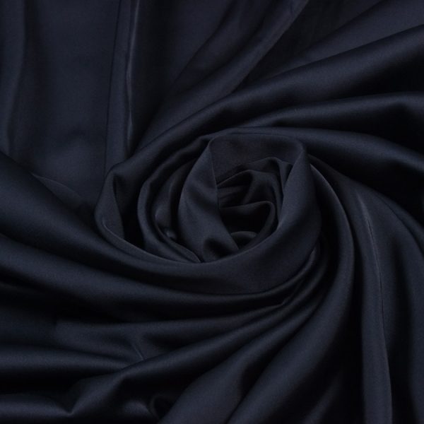 Tela de seda elástica azul marino