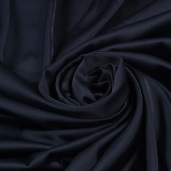 Navy blue stretch silk fabric
