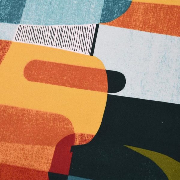 Tissu coton enduit art abstrait - Résistant et facile d'entretien