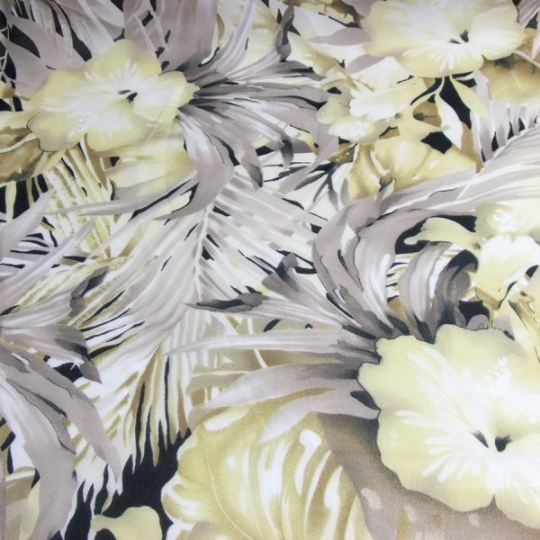 Coupon - Tissu crêpe georgette léger feuilles - 100% polyester