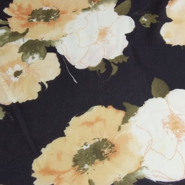 Coupon - Tissu crêpe georgette léger fleurs - 100% polyester