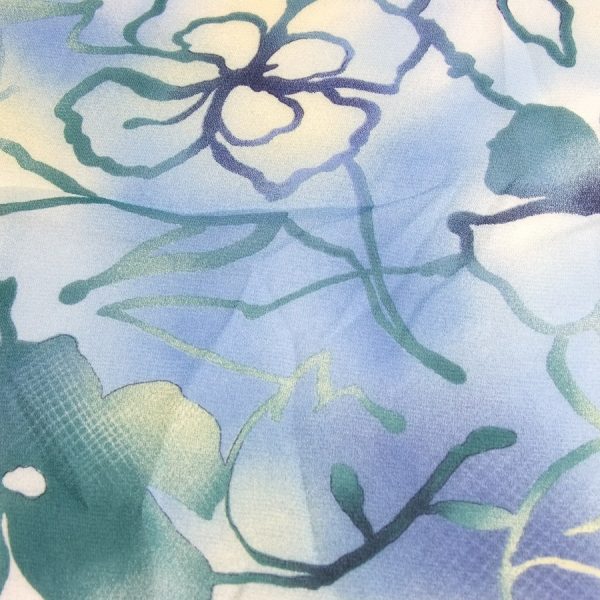 Coupon - Tissu crêpe georgette léger grandes fleurs - 100% polyester