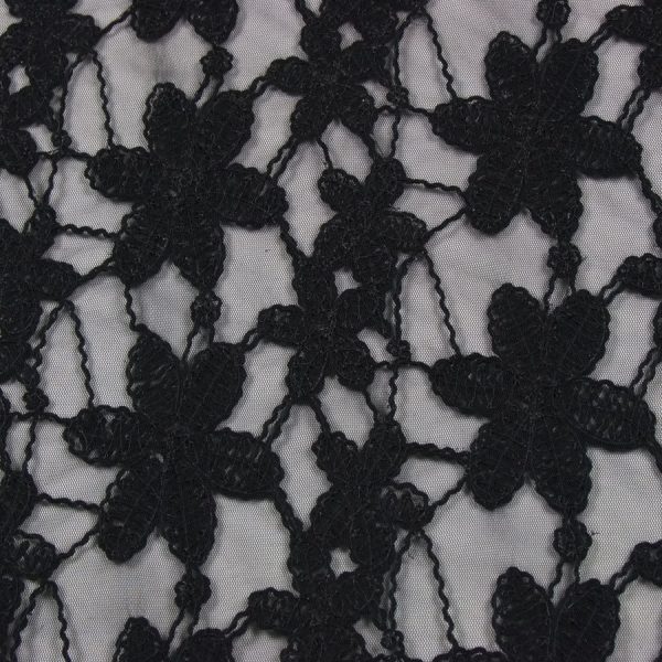 Tissu dentelle raffinée sur résille - Élégance légère