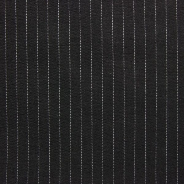Coupon - Tissu gabardine noire rayée blanche - Élégance durable