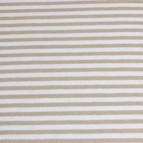 Coupon - Tissu jersey coton élastique rayé taupe et noir