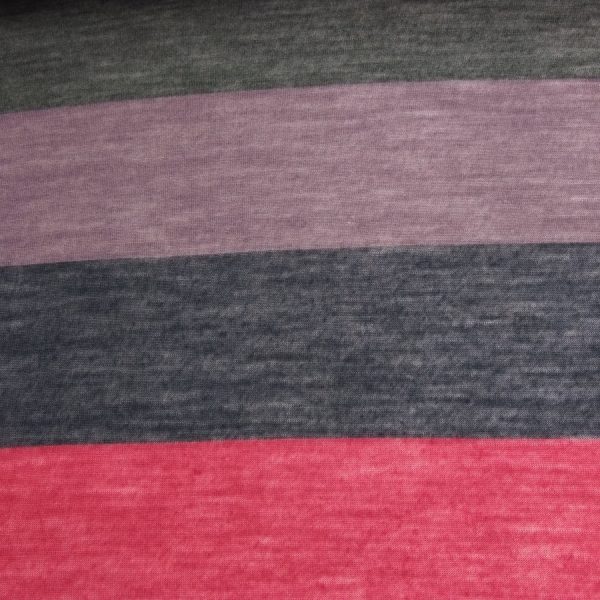 Coupon - Tissu jersey rayé extensible coton-polyester - Largeur 180 cm
