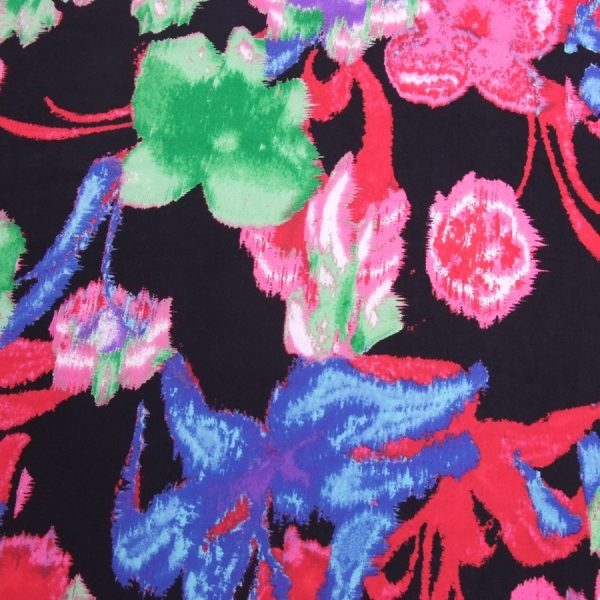 Coupon - Tissu jersey viscose fleuri - Doux et extensible