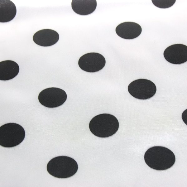 Tissu à Pois Floqué 3 Mm - 150 Cm De Large - Vendu Au Mètre - Noir Et Ivoire - Pour Robes, Voiles, Travaux Manuels