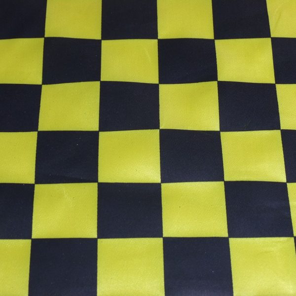Coupon - Tissu satin damier jaune et noir - Élégance et confort intemporel