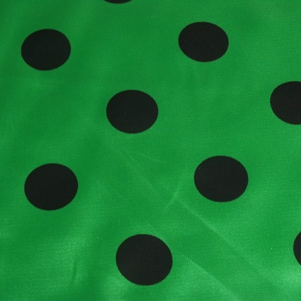 Coupon - Tissu satin vert pois noir - Élégance et confort intemporel