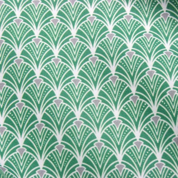 Tissu en coton doux imprimé d'éventails verts (1)