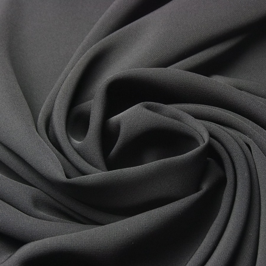 Tissu de mode en crêpe de polyester léger de qualité haut de gamme noir (2) Tissu de mode en crêpe de polyester léger de qualité haut de gamme noir (2)