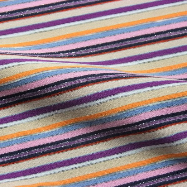 Tissu en jersey de viscose et lurex à rayures multicolores et brillantes (1)