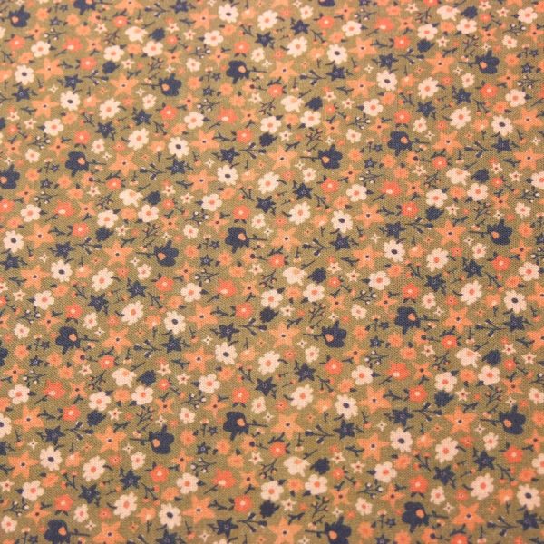 Tissu en popeline de coton imprime de pâquerettes sombres uniques (1)