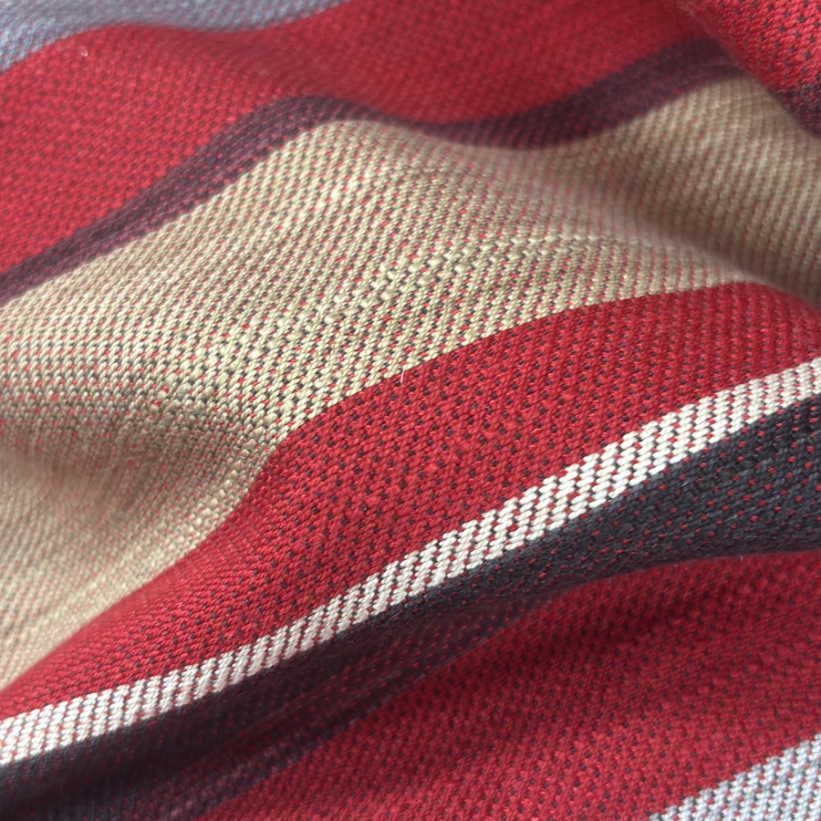 Tissu aspect lin pour rideaux à rayure multicolore (4) Tissu aspect lin pour rideaux à rayure multicolore (4)