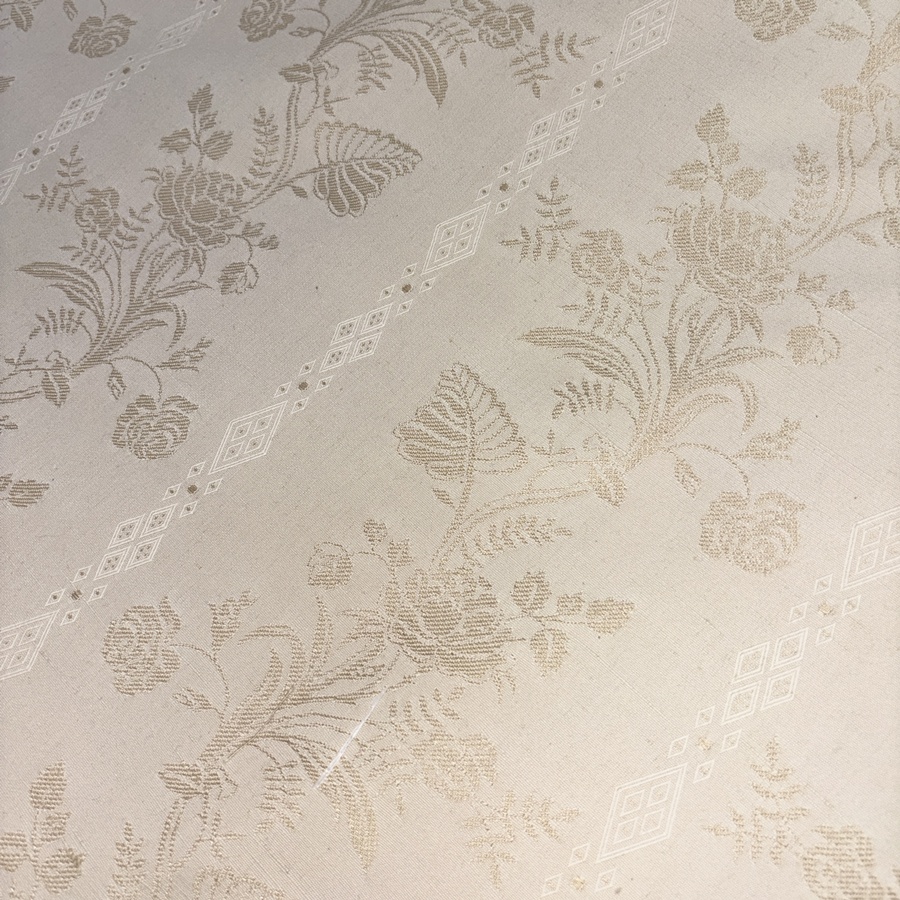 Tissu coton beige à bande brodé fleuri doré (2) Tissu coton beige à bande brodé fleuri doré (2)