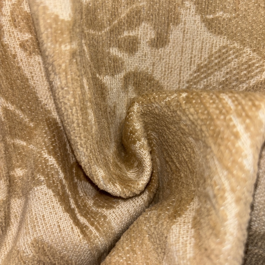 Tissu coton beige à velours baroque camel (2) Tissu coton beige à velours baroque camel (2)