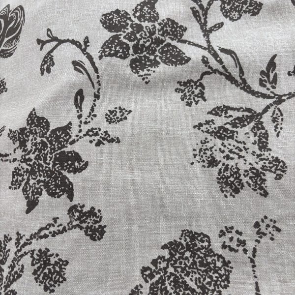 Tissu coton beige imprimé fleuri marron - Largeur 280 centimètres (1)