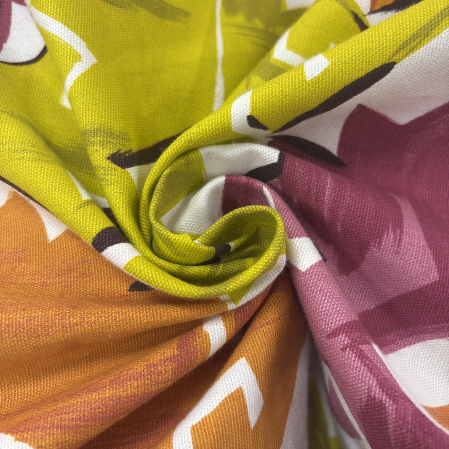 Tissu coton blanc imprimé forme géométrique multicolore pour ameublement (4) Tissu coton blanc imprimé forme géométrique multicolore pour ameublement (4)