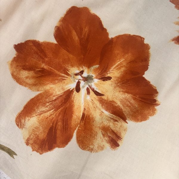 Tissu coton écru imprimé coquelicot rouge (1)
