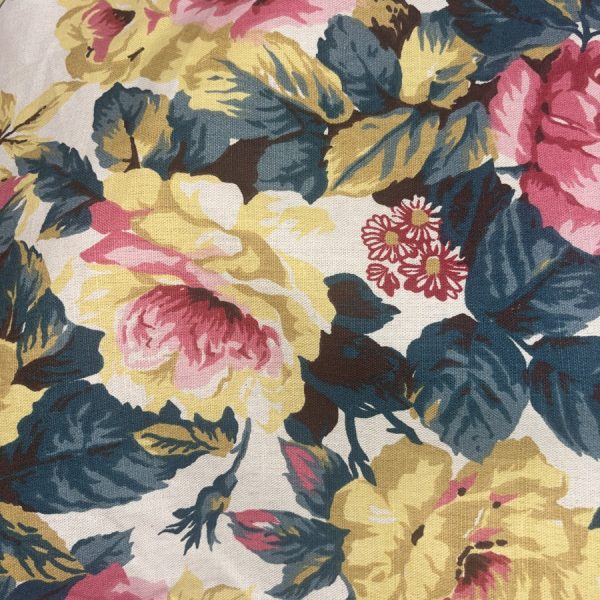 Tissu coton écru imprimé fleuri multicolore (1)