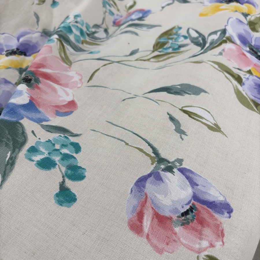 Tissu coton écru imprimé fleuri pour ameublement (3) Tissu coton écru imprimé fleuri pour ameublement (3)