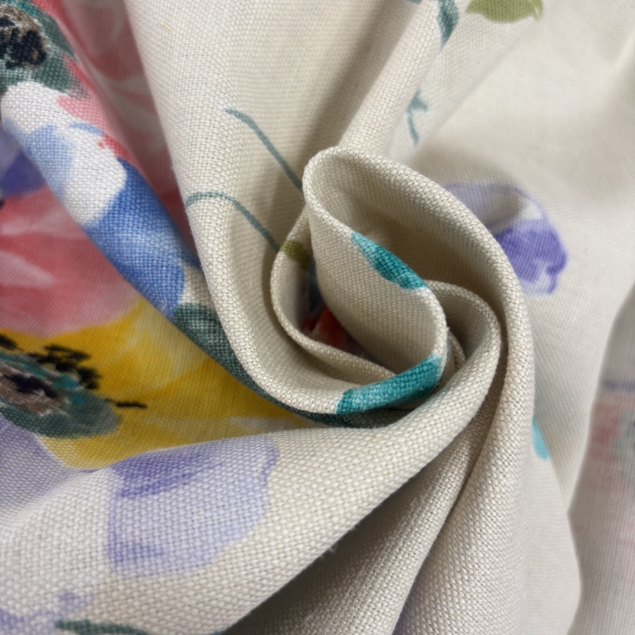 Tissu coton écru imprimé fleuri pour ameublement (4) Tissu coton écru imprimé fleuri pour ameublement (4)