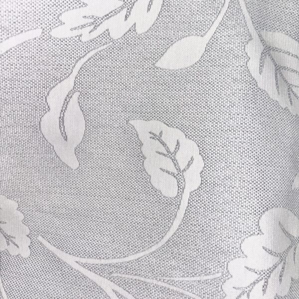 Tissu coton piqué feuillage gris - Largeur 280 centimètres (1)