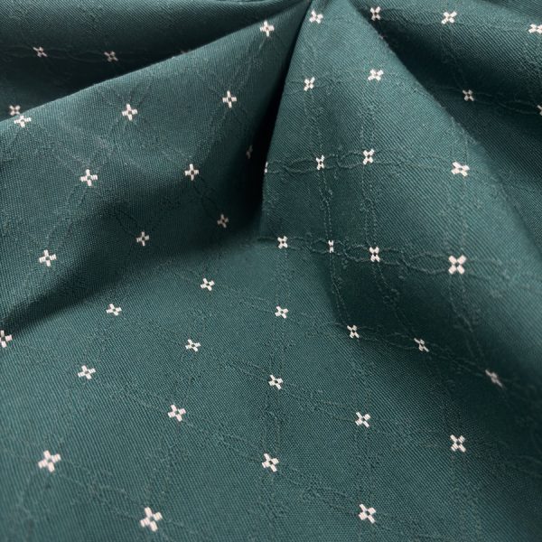 Tissu coton piqué vert de point de croix - Largeur 280 centimètres (1)