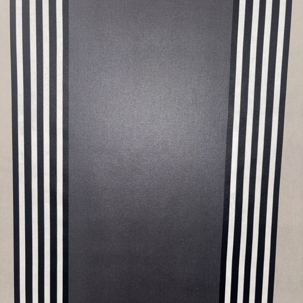 Tissu en coton enduit noir et beige imprimé rayures (1)