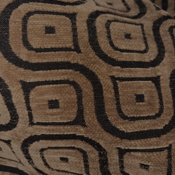 Tissu réversible velours chenillé de coton art déco pour ameublement (1)