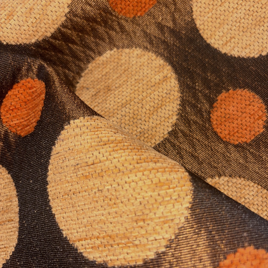 Tissu taffetas marron à pois en velours bicolore (4) Tissu taffetas marron à pois en velours bicolore (4)