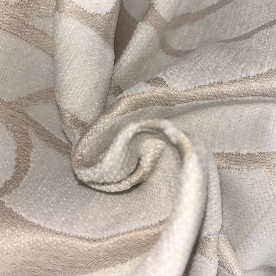 Tissu tapisserie Jacquard de velours chenillé art déco écru (3) Tissu tapisserie Jacquard de velours chenillé art déco écru (3)