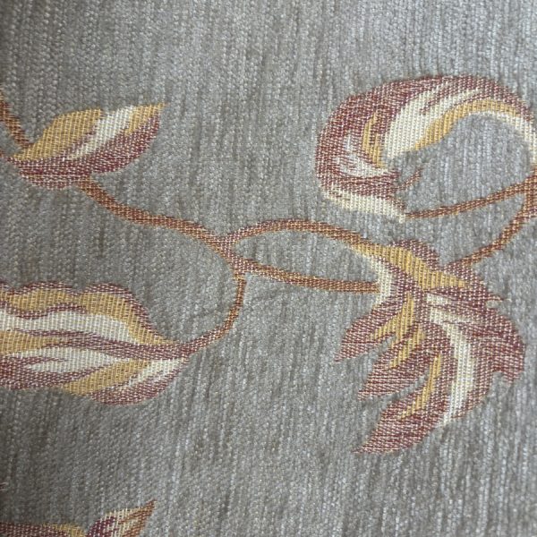 Tissu tapisserie Jacquard de velours chenillé fleuri gris - Largeur 280 centimètres (1)