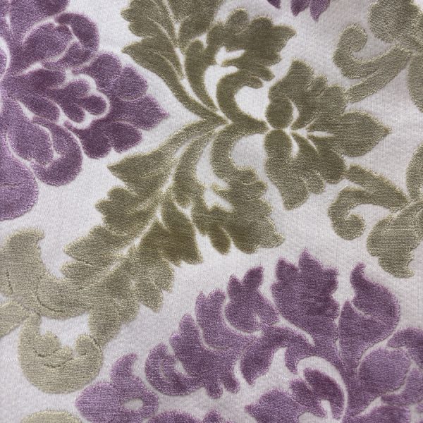 Tissu tapisserie Jacquard de velours floqué fleuri beige (1)