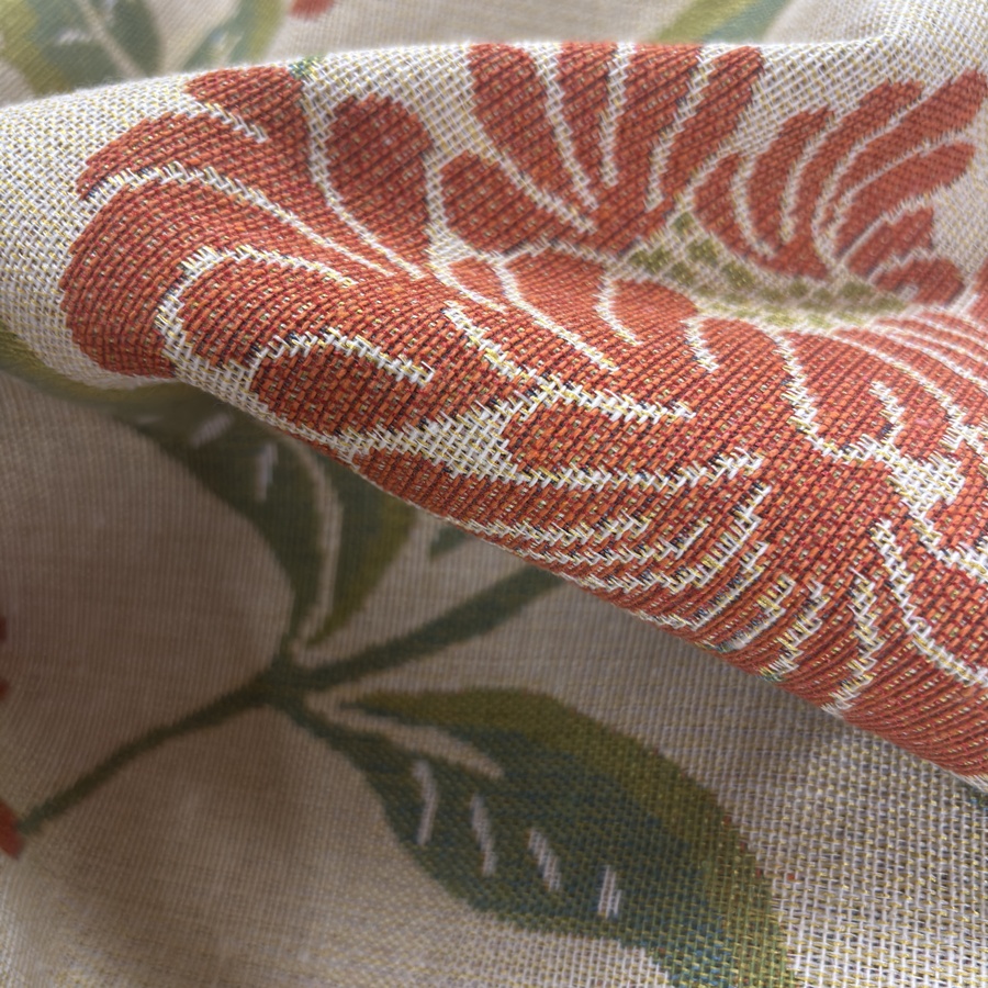 Tissu tapisserie Jacquard tissé fleuri beige - Largeur 280 centimètres (4) Tissu tapisserie Jacquard tissé fleuri beige - Largeur 280 centimètres (4)