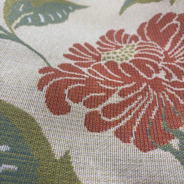 Tissu tapisserie Jacquard tissé fleuri beige - Largeur 280 centimètres (1)