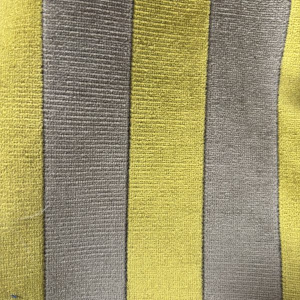 Tissu velours anis et gris à rayure pour ameublement (1)