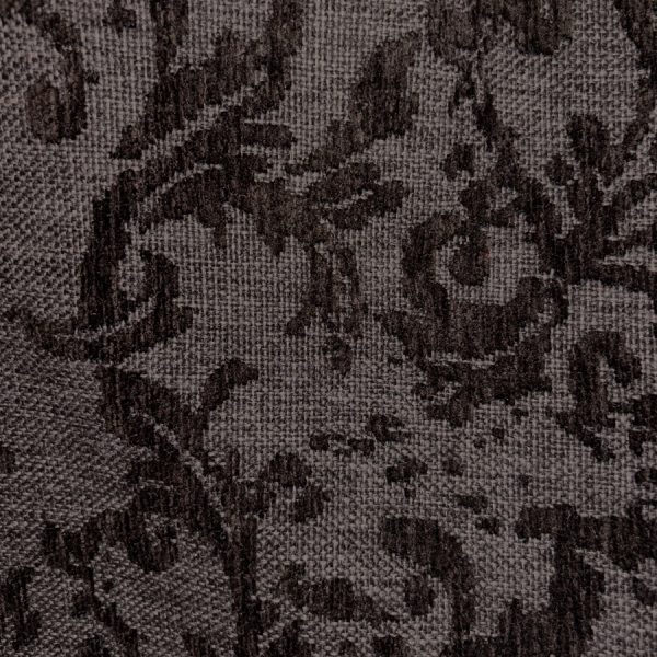 Tissu velours chenillé de coton baroque marron pour ameublement (1)