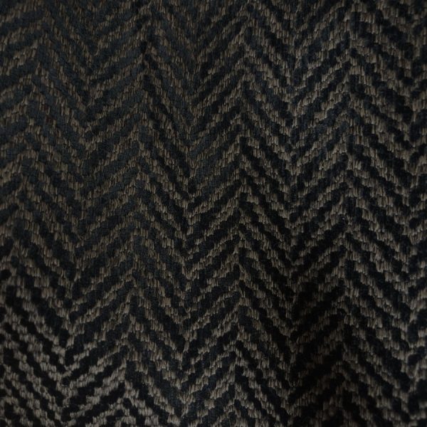 Tissu velours de coton chenillé à chevron marron et noir - Largeur 280 centimètres (1)