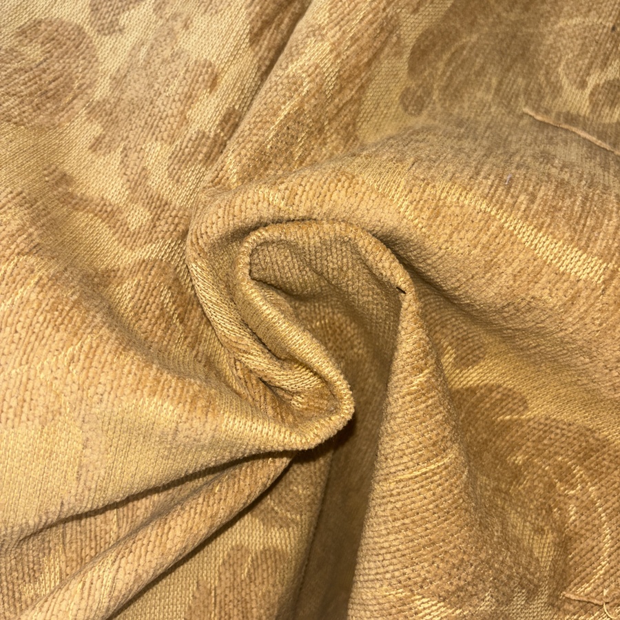 Tissu velours de coton imprimé baroque camel pour ameublement (2) Tissu velours de coton imprimé baroque camel pour ameublement (2)