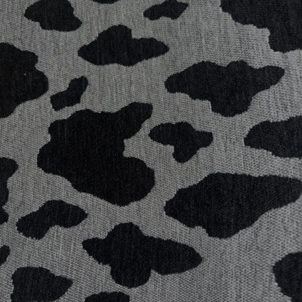 Tissu velours imprimé animalier gris et noir - Largeur 280 centimètres (1)