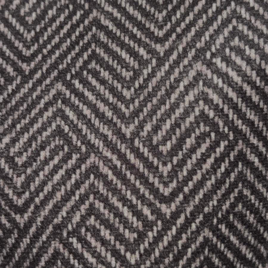 Tissu velours imprimé chevron marron et noir (1) Tissu velours imprimé chevron marron et noir (1)
