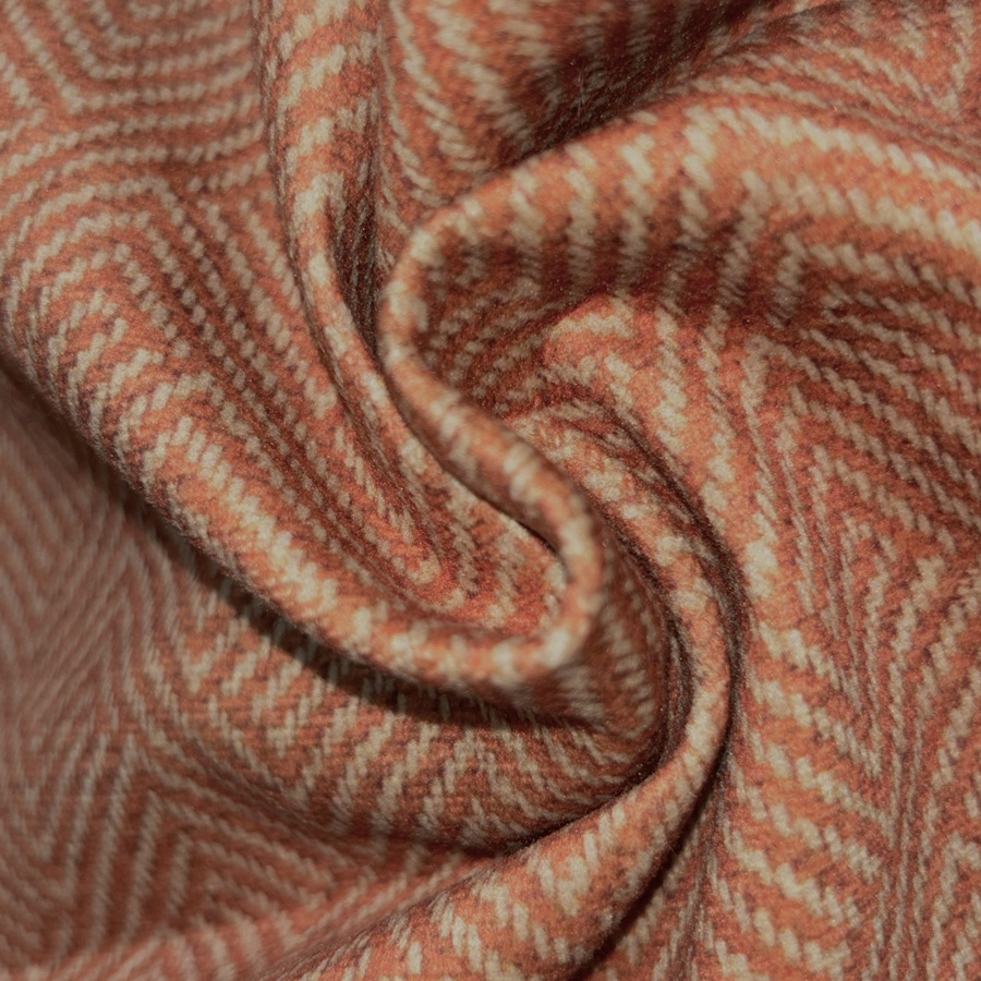 Tissu velours imprimé chevron terracota et beige (3) Tissu velours imprimé chevron terracota et beige (3)