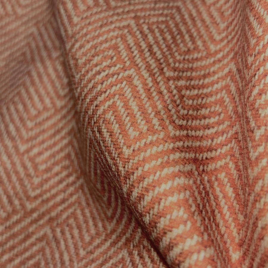 Tissu velours imprimé chevron terracota et beige (4) Tissu velours imprimé chevron terracota et beige (4)