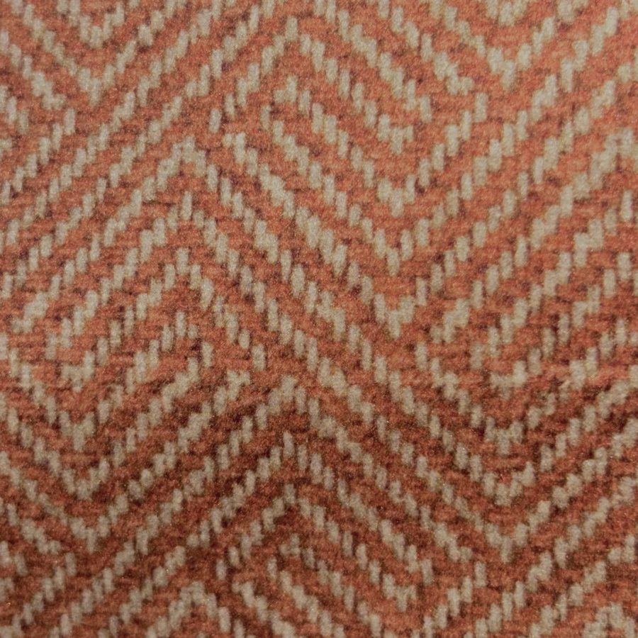 Tissu velours imprimé chevron terracota et beige (1) Tissu velours imprimé chevron terracota et beige (1)