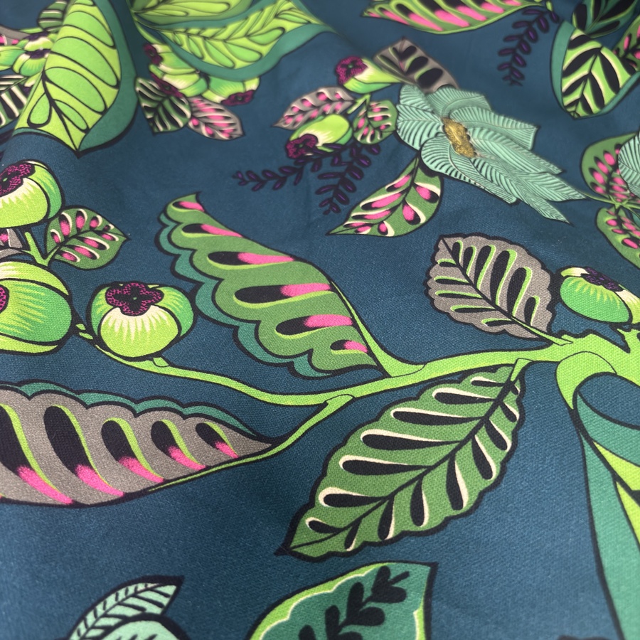 Toile de coton imprimée branche de fruitier vert (3) Toile de coton imprimée branche de fruitier vert (3)