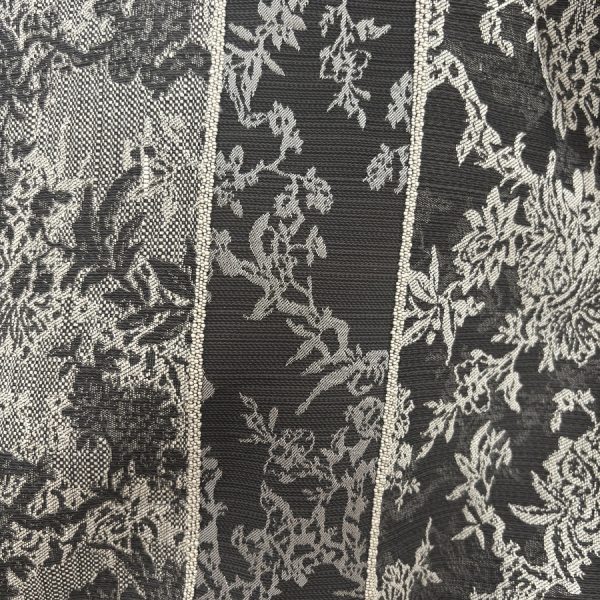 Toile de coton imprimée fleurie noire - Largeur 280 centimètres (1)