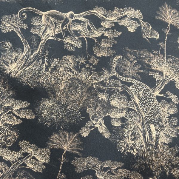 Toile de coton imprimée jungle noir (1)